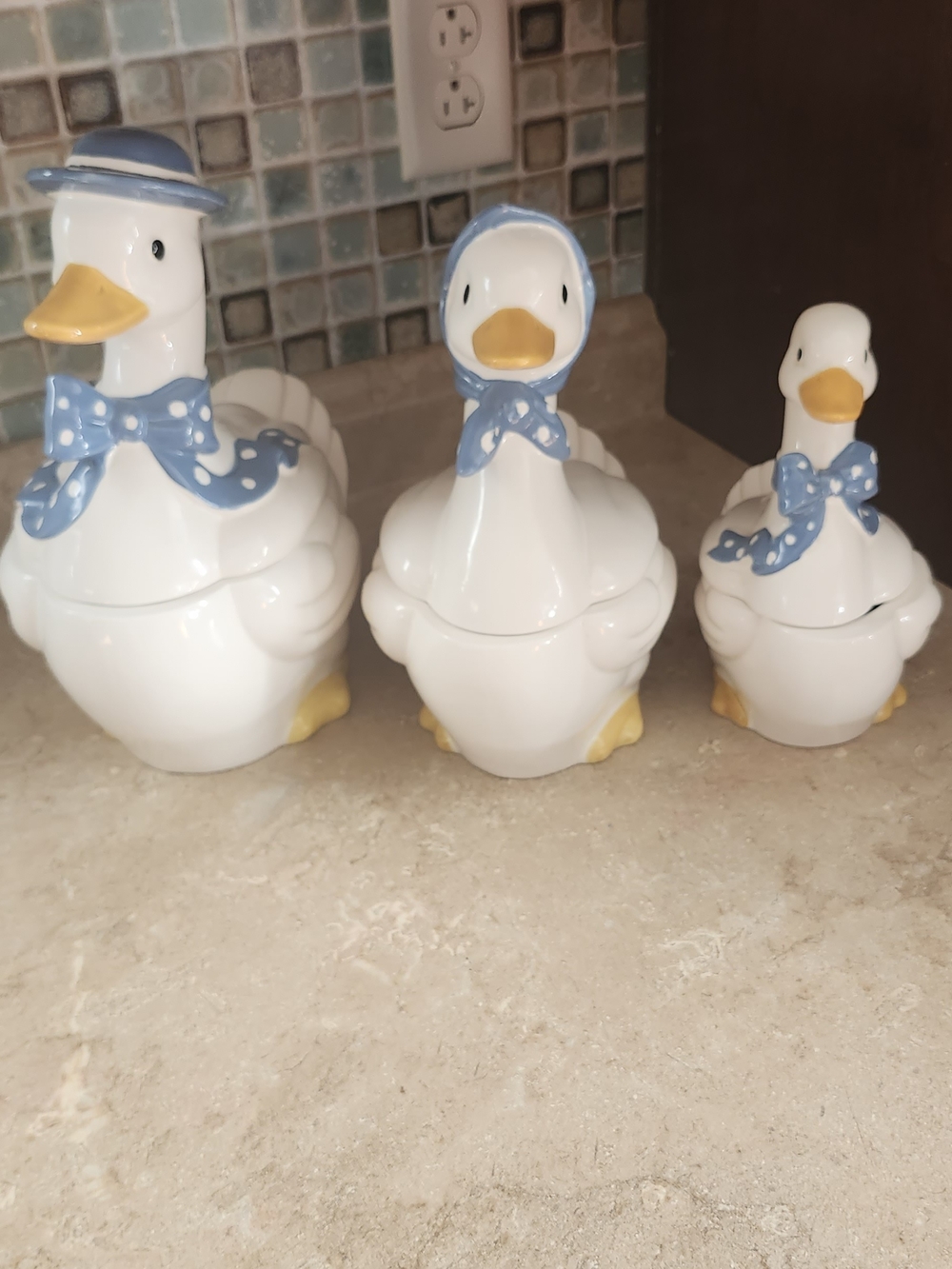 Vintage Duck / Geese Canister Set of 3 – Blue & White Ceramic Japan  Kitchen